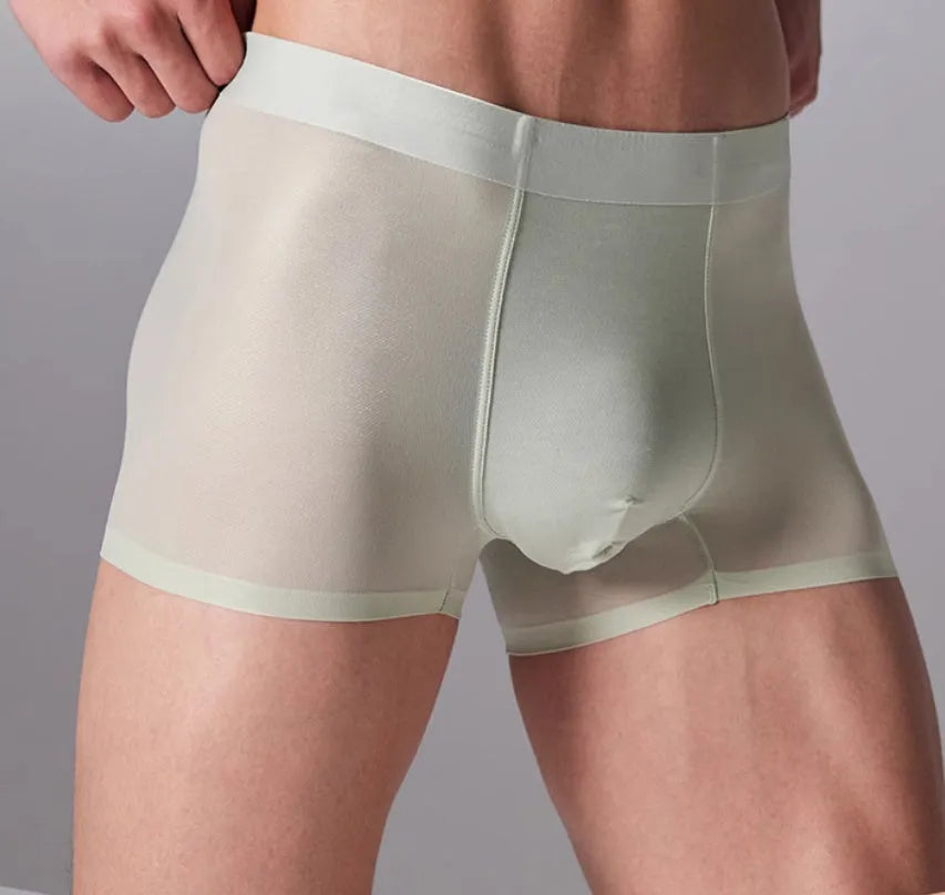 Men's antibacterial seamless sports underwear in four colours: black, blue, green, and silver.