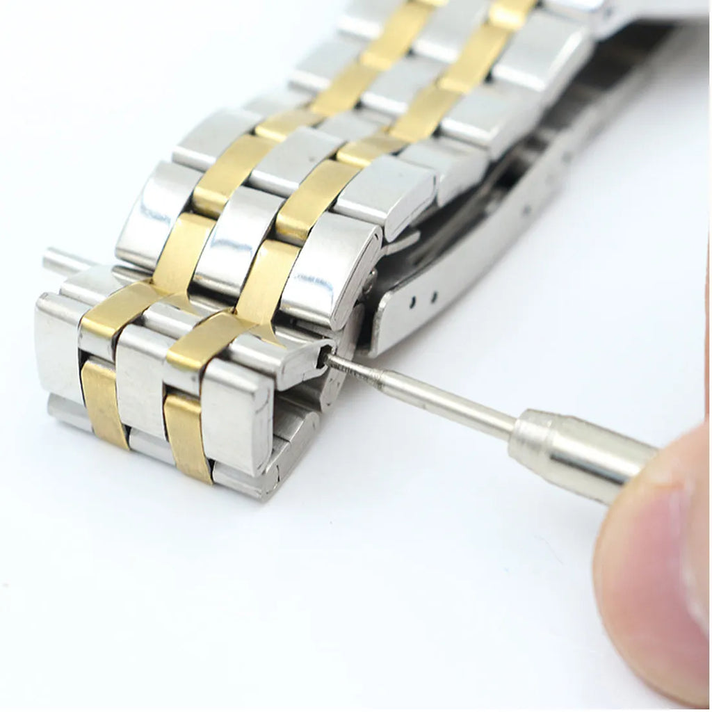 Stainless steel spring bar remover tool 8.5cm with V-edged tip and push-pin for watch strap repair