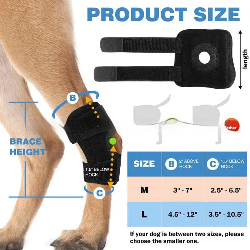 Black polyester pet leg guard for ACL rehabilitation and joint protection in L, M, XL sizes