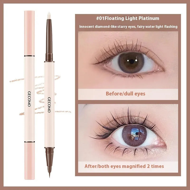 Double-headed silkworm eyeliner pen with stereoscopic star eyes design in pearlescent colours