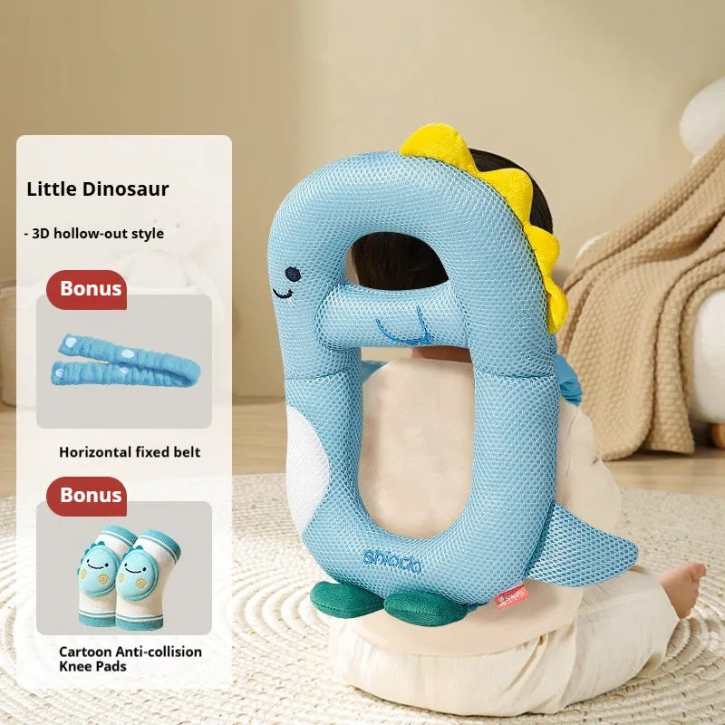 Baby anti-collision pillow with cartoon animal designs for toddling fall protection in kneecap and sock styles