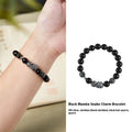 Men's retro snake bracelet in 925 sterling silver with 10mm obsidian black hair crystal