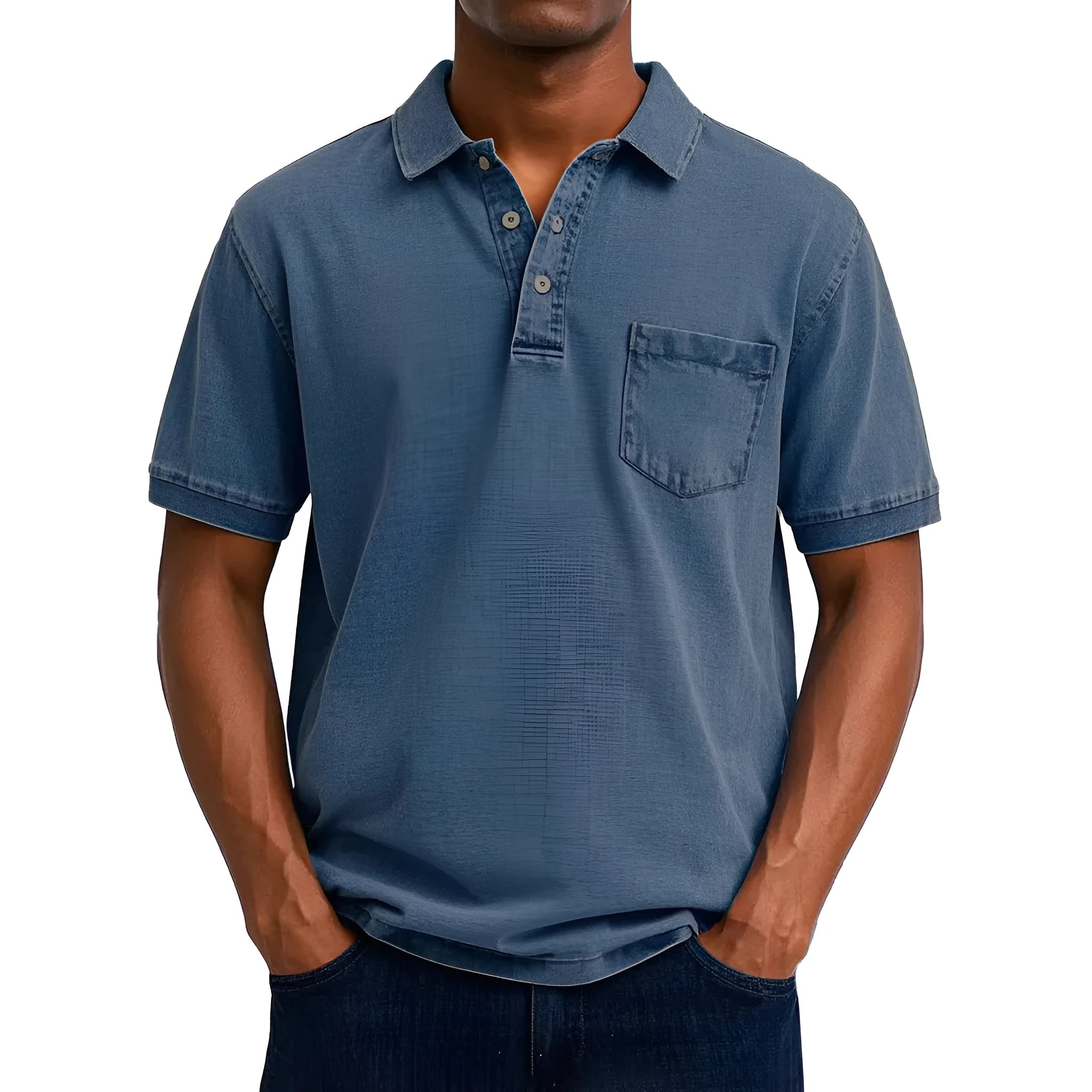 Printed men's loose fit short sleeve shirt in plus sizes with Korean cardigan styling