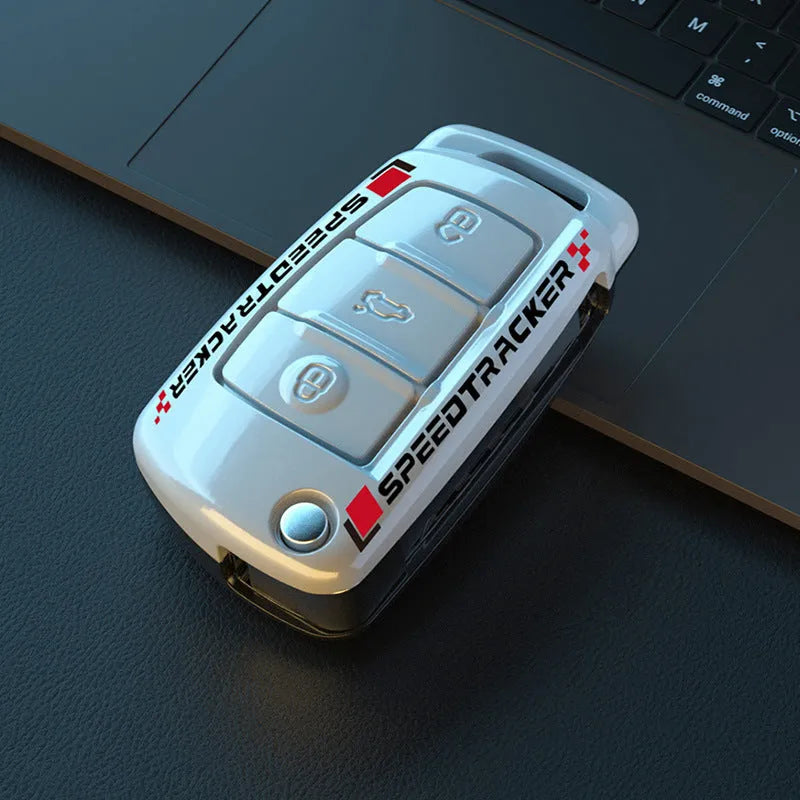 Carbon fibre style car key cover with mirror element in feilin material