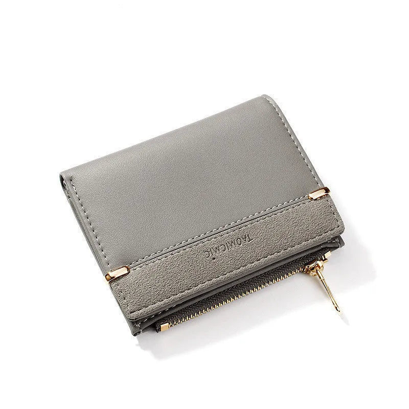 Ladies PU leather zipper wallet with multiple compartments including card slots and hidden storage