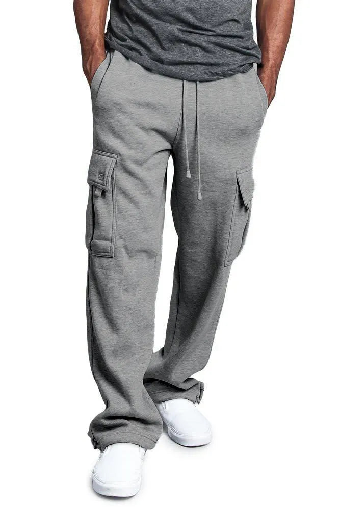 Casual multi-pocket loose straight-leg overalls in polyester broadcloth, black colour, flat front with drawstring waist