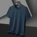 Men's round neck jacquard short sleeve t-shirt in ice silk fabric, loose fit casual pullover