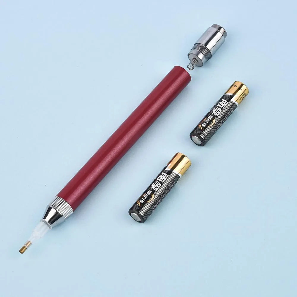 Aluminium alloy diamond painting drill pen with luminous tip in gold, red or blue colour options