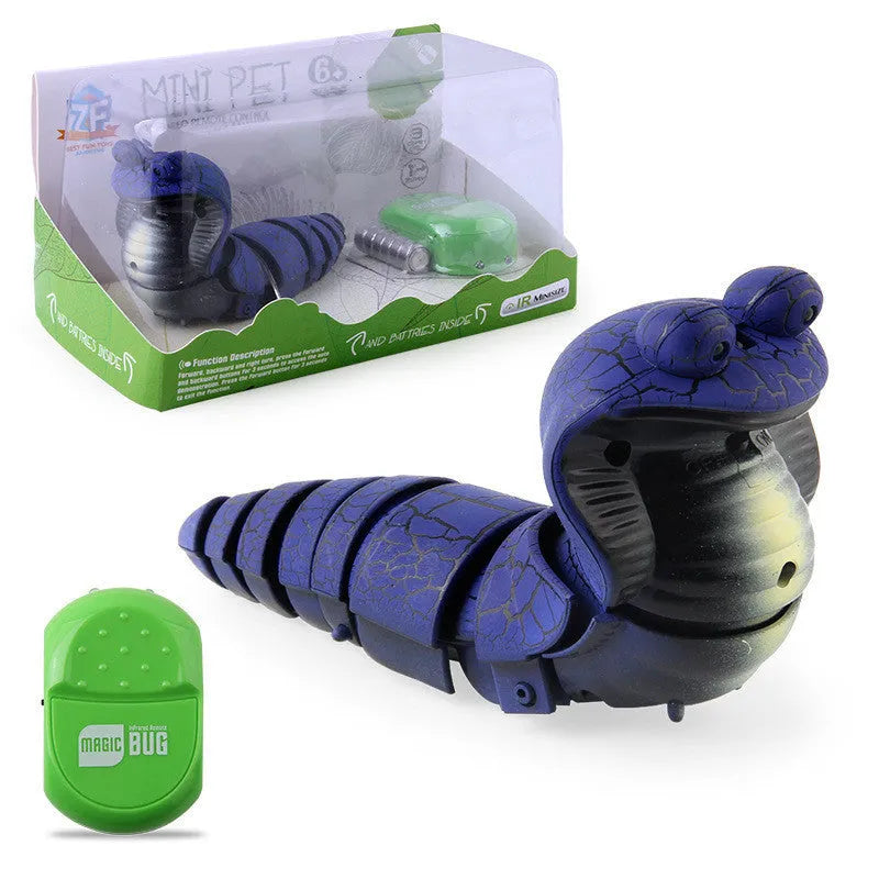 Smart sensing electronic snake cat toy with segmented plastic body and USB charging cable.