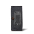 Black felt Nintendo Switch pouch with game card slots and double storage compartments