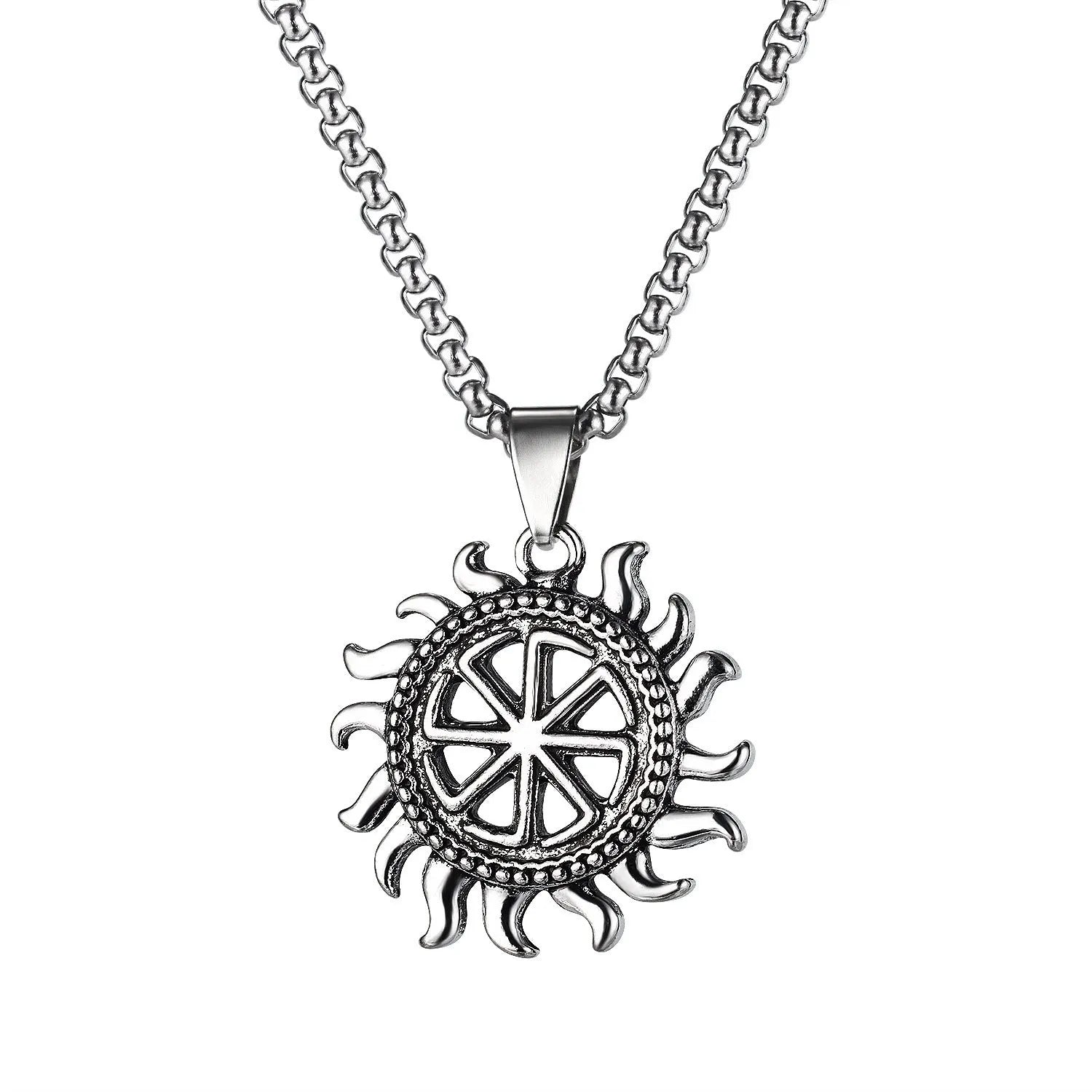 Men's silver stainless steel necklace with alloy skull pendant