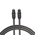 Black 2m Toslink digital audio cable with square optical connectors