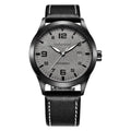 Men's automatic mechanical watch with retro leather strap showing multiple colour dial and case combinations