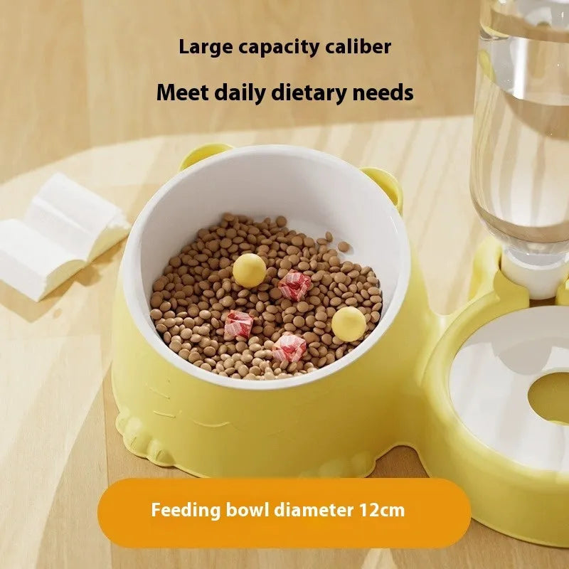 Double bowl automatic drinking pet basin plastic cat feeder ceramic water dispenser haze blue