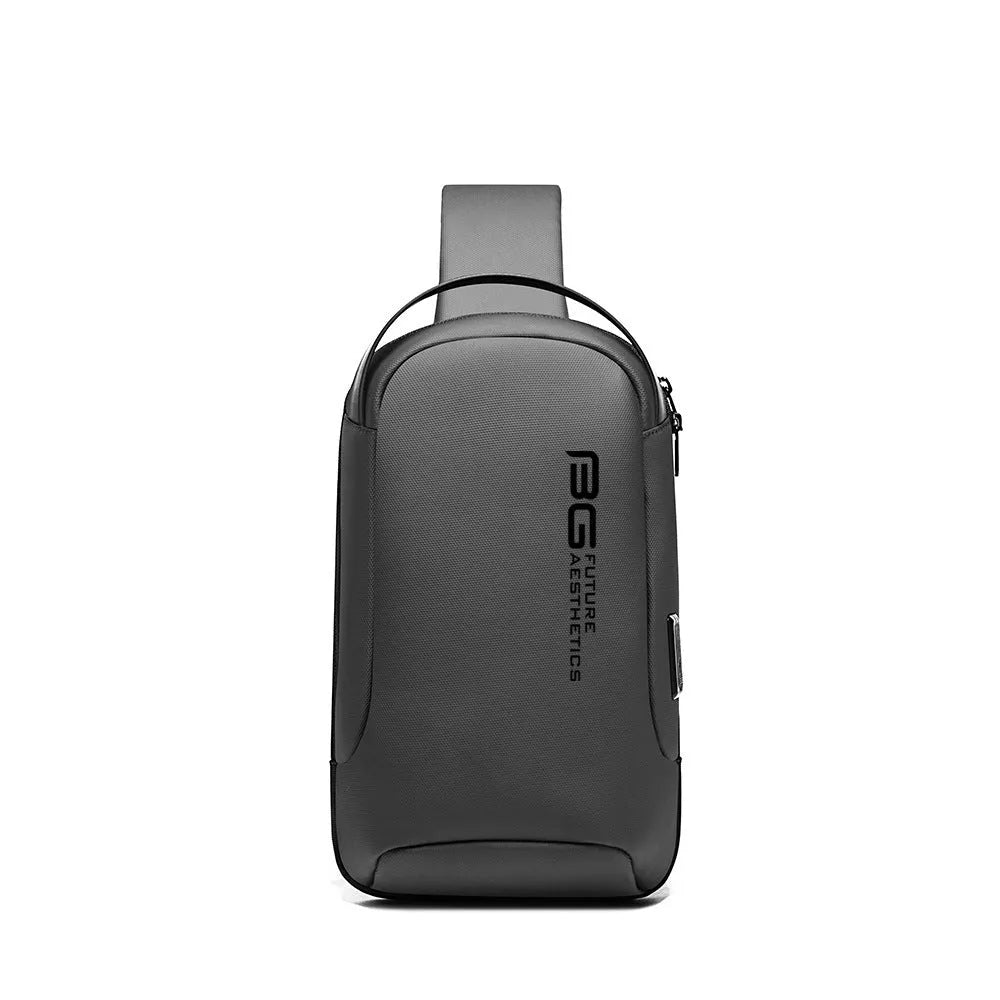 Men's casual business shoulder bag with USB charging port in Oxford cloth construction
