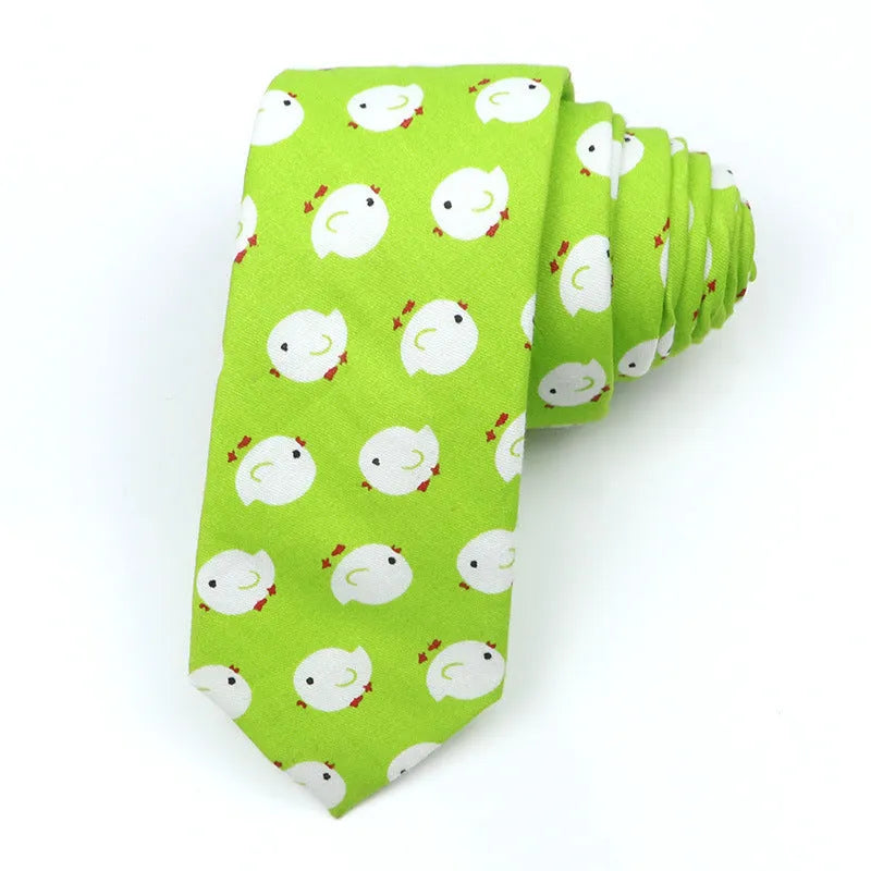 Korean style narrow men's cotton bow tie with a printed cartoon pattern, shown in colour GH21-01.