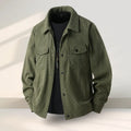 Slim fit Vinylon casual coat on a hanger showing black colour option.