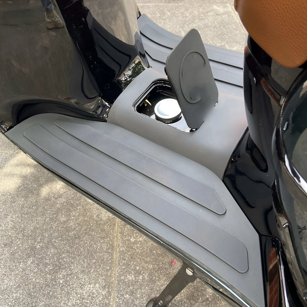 3D rubber motorcycle front foot pad in black grey or bronze gold with optional tank port opening