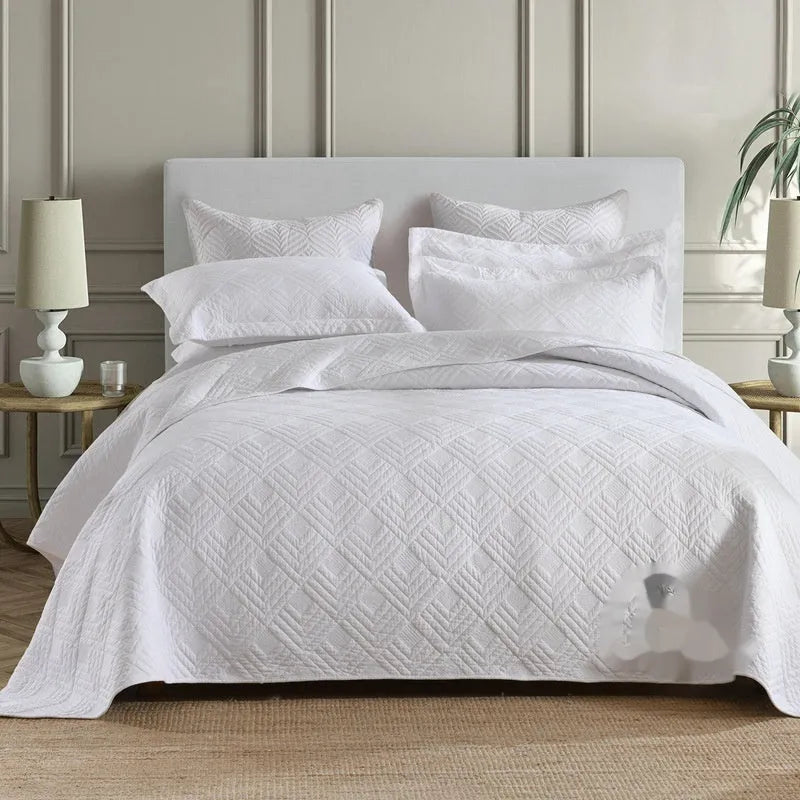 Pure cotton bed cover set showing damask pattern option with bed sheet, duvet cover and pillowcases