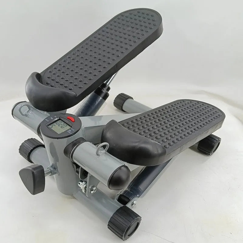 Silver grey hydraulic resistance mini treadmill exercise machine with pedal configuration