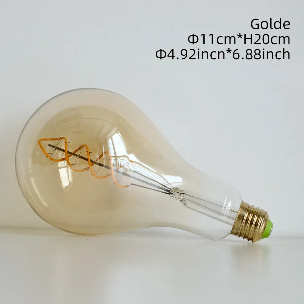 Double helix gold LED soft light strip with filament design measuring 110mm x 200mm