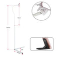 Black bedside mobile phone holder with universal clip and adjustable overhead support shelf mounted on bed frame