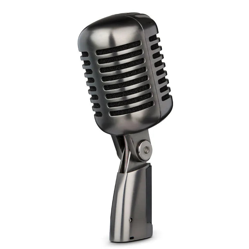 Retro-style professional condenser microphone in FG2 colour with USB-C cable for karaoke and recording.