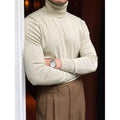 Men's cotton turtleneck sweater pullover in black, light business style long sleeves knitwear autumn winter