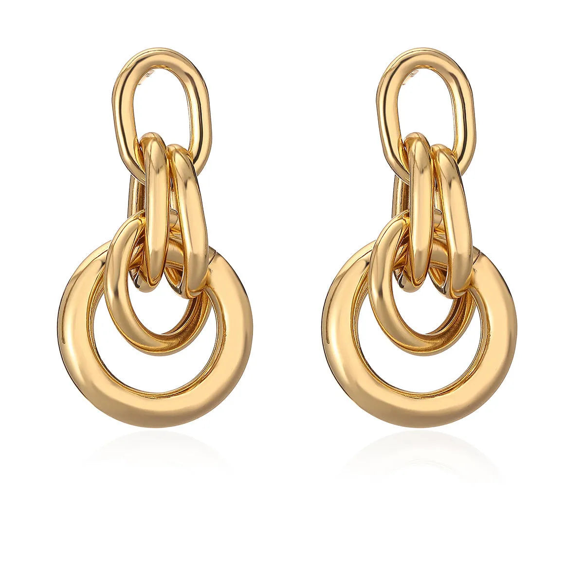 Geometric copper earrings with 18K gold plating in irregular shapes approximately 20-24cm long