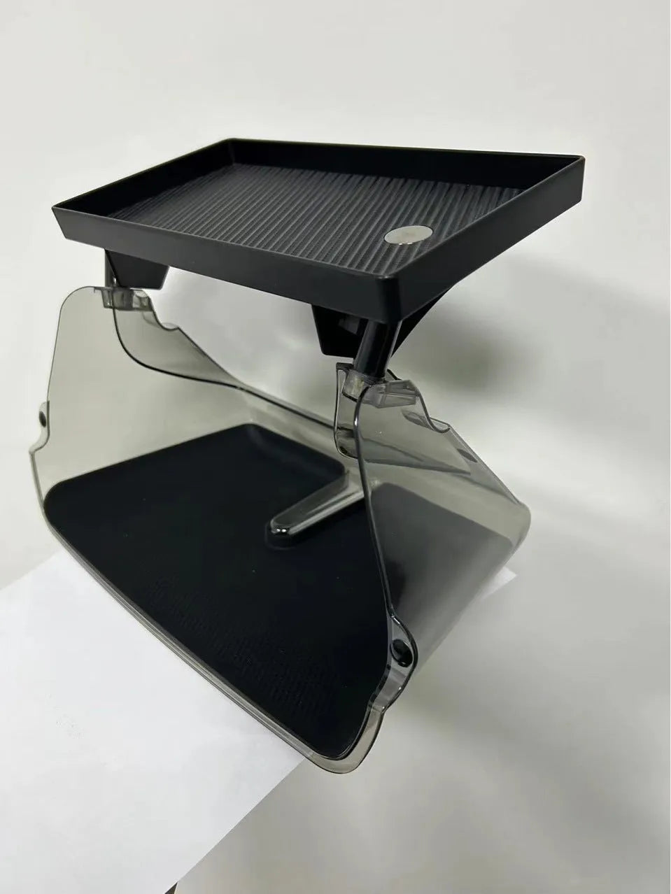 Black ABS plastic storage organiser for Tesla Model 3 and Y centre console with ETC card slot