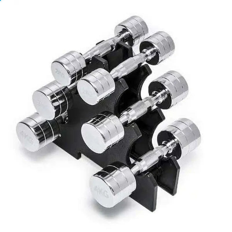 Silver 1kg pure steel electroplated dumbbell for home gym strength training.