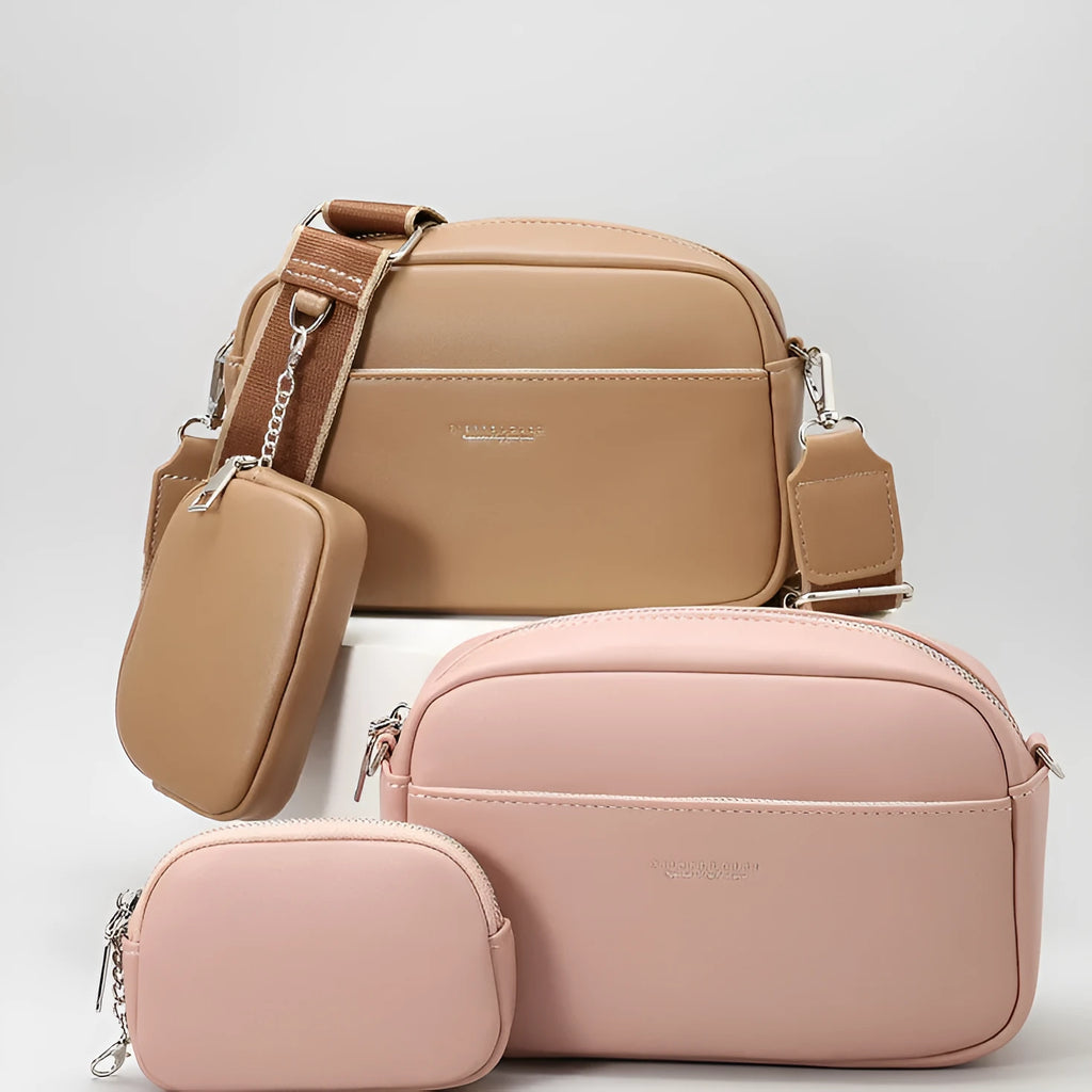 Simple women's large capacity PU shoulder bag in horizontal square shape with shoulder strap, available in multiple colours