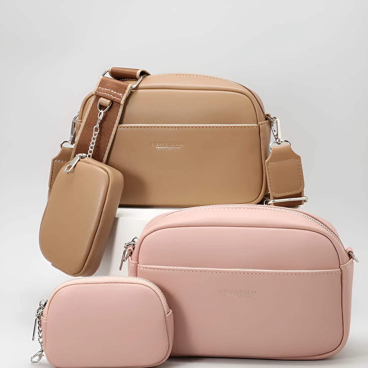 Simple women's large capacity PU shoulder bag in horizontal square shape with shoulder strap, available in multiple colours