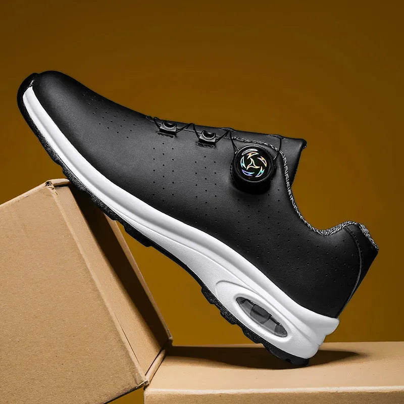 Black low-top mesh casual tennis shoes with cross shoulder straps and round toe design