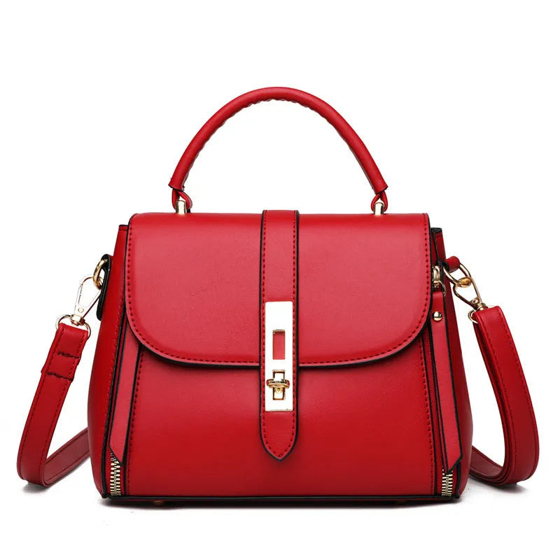Soft black PU women's messenger shoulder bag with square vertical shape
