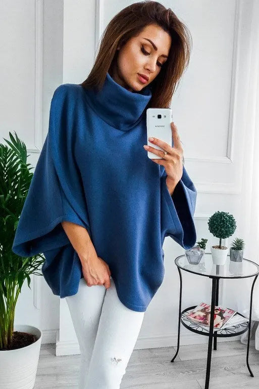 Women's long black cardigan sweatshirt with batwing sleeves and stitching detail, shown as a faux two-piece.