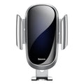 Universal smart car bracket phone holder in black, blue, or silvery mounted on a car dashboard