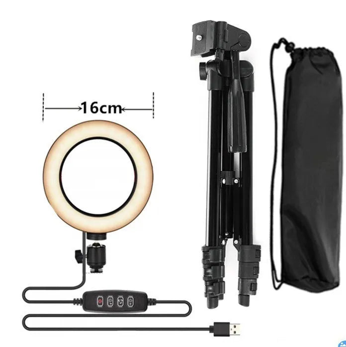 Adjustable live streaming phone stand extended to various heights between 35 and 110 centimetres.