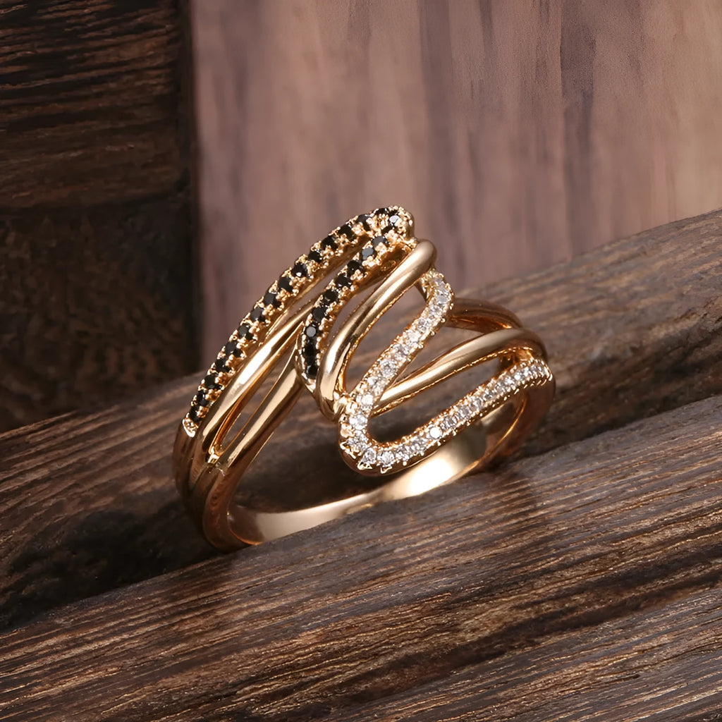 Women's micro-inlaid zircon ring in copper with electroplated finish, colour WK2230