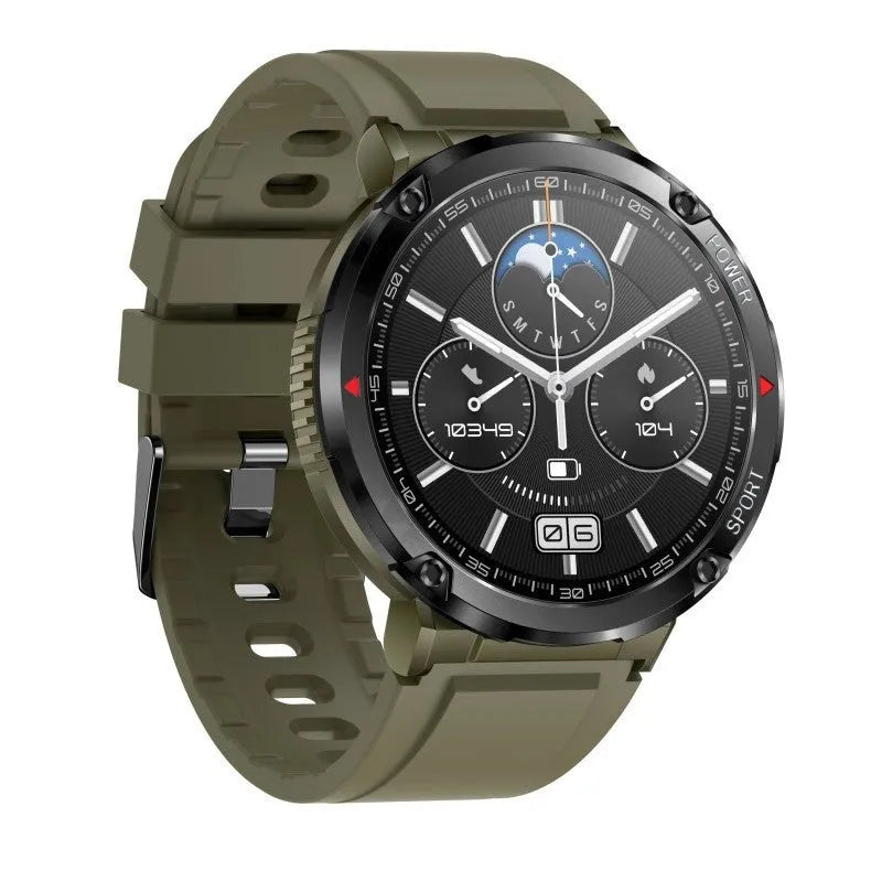 T30 Smart Watch with black silicone strap showing time display on 52mm screen.