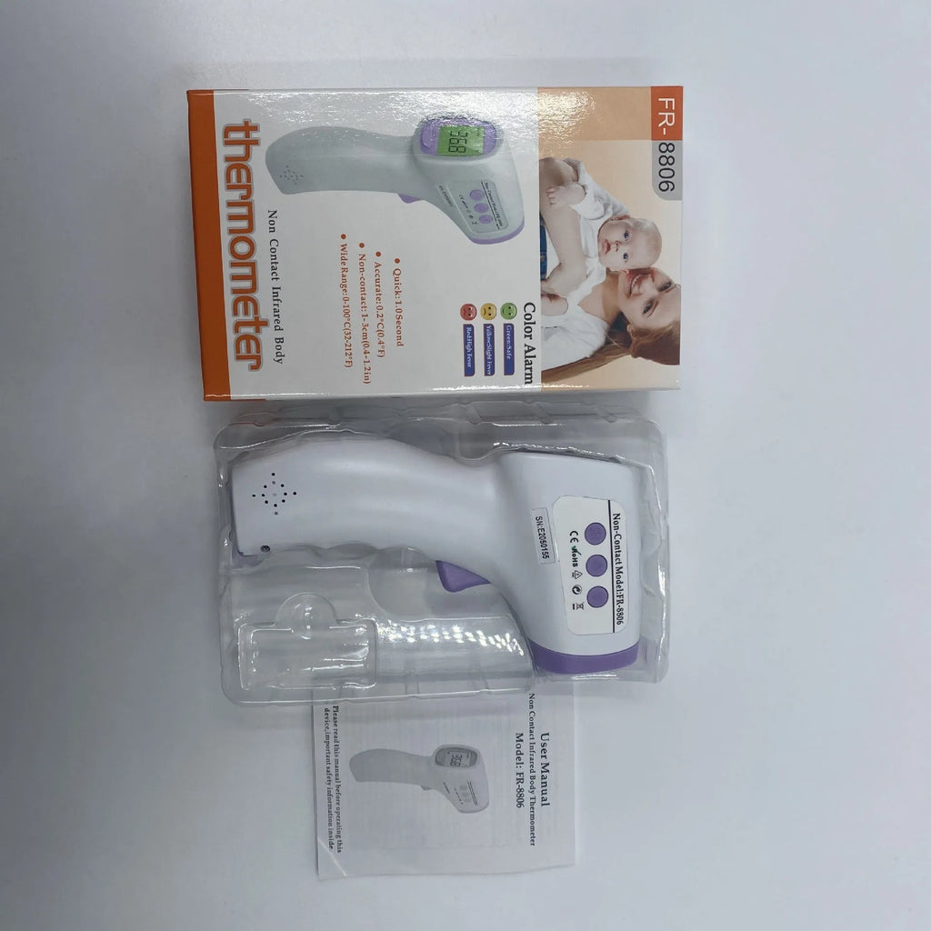 White digital thermometer with non-contact infrared sensor for temperature measurement