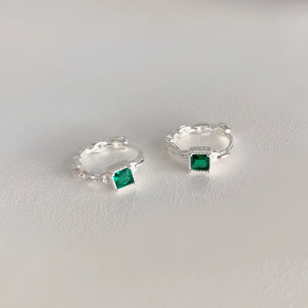 925 silver square zircon geometric minimalist earrings for women casual wear W-GN colour