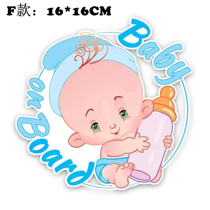 Baby on board car reflective sticker with PET material in baby-themed design for vehicle safety