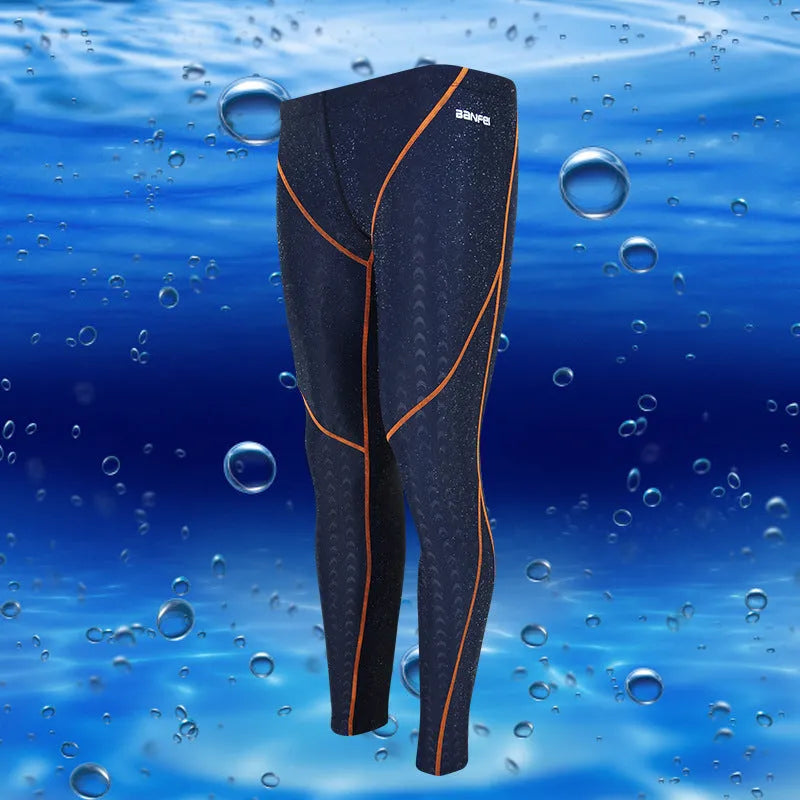 Men's black cropped swimming trunks with a contrast line, made from sun-proof nylon fabric.