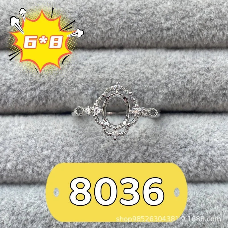 Korean style oval denier ring with 6x8 stone and five-pointed star on electroplated copper band