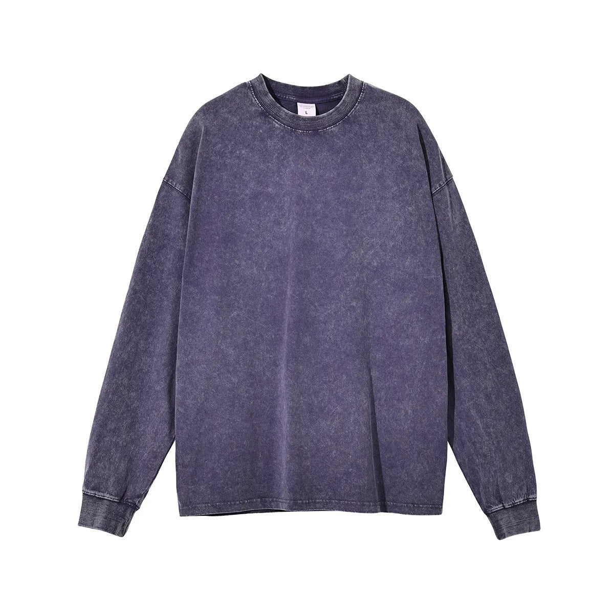 Men's vintage washed cotton batik pullover in loose fit with long sleeves