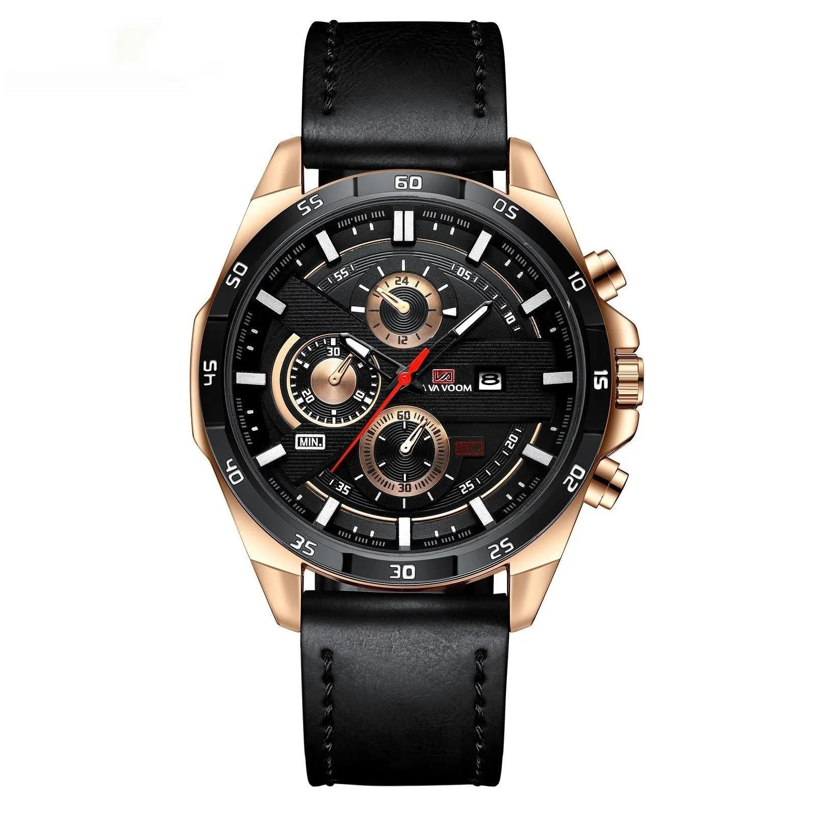 Men's waterproof quartz watch with calendar function in multiple colour options