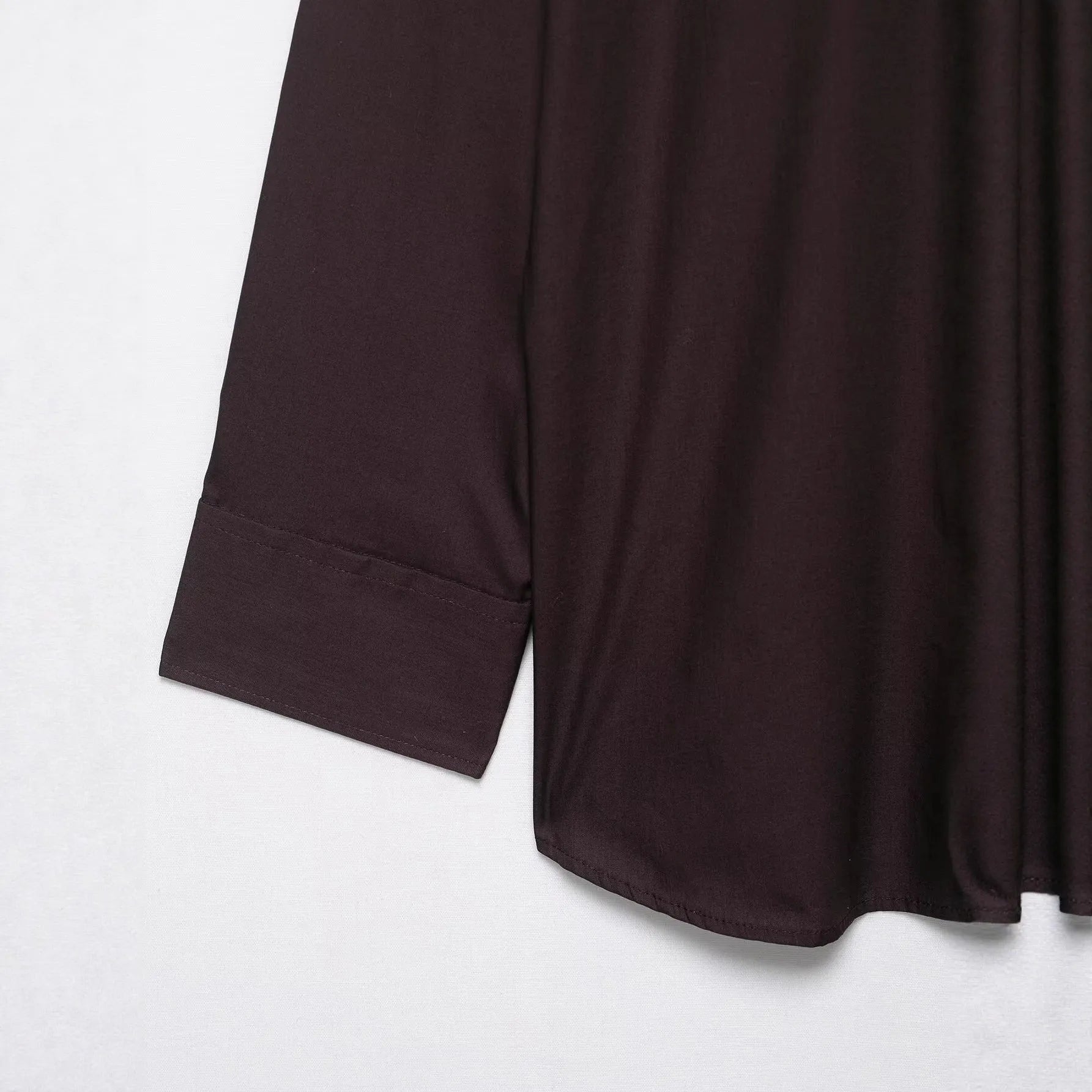 Brown women's poplin shirt with bow tie scarf, loose fit design