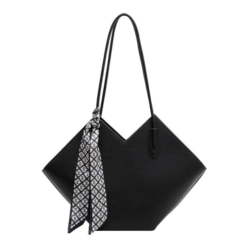 Women's PU leather large capacity shoulder bag in horizontal square design with 43cm width