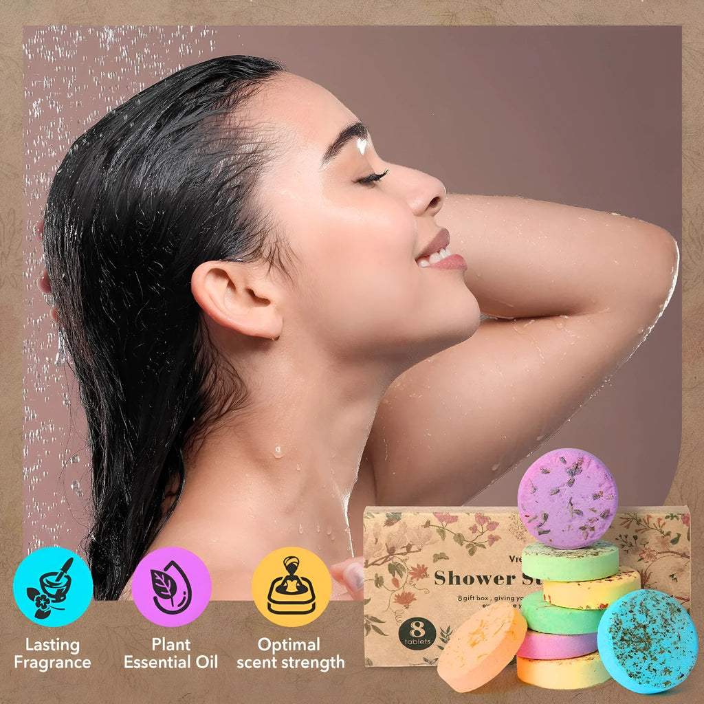 Round dried flower fragrance shower bath salt piece 35g with floral design